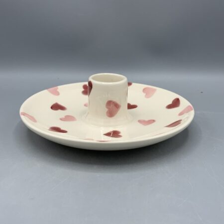 Saucer Candle Holder Pink Hearts