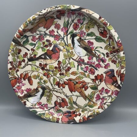 Round Tin Tray Birds In The Hedgerow