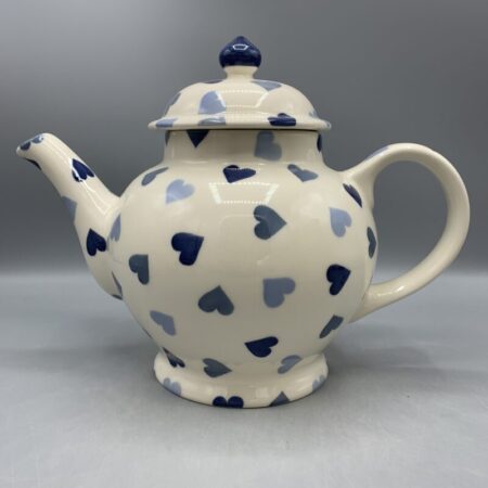 4 Mug Teapot Blue Hearts B Keuze