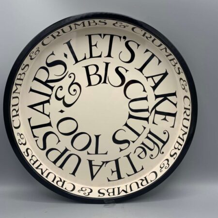 Round Tin Tray Black Toast
