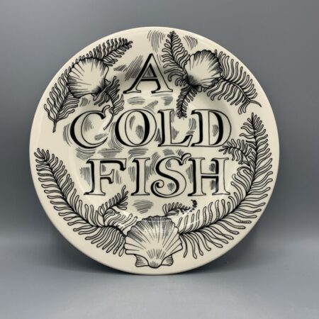 8 1/2 Inch Plate Black Toast Feasting A Gold Fish