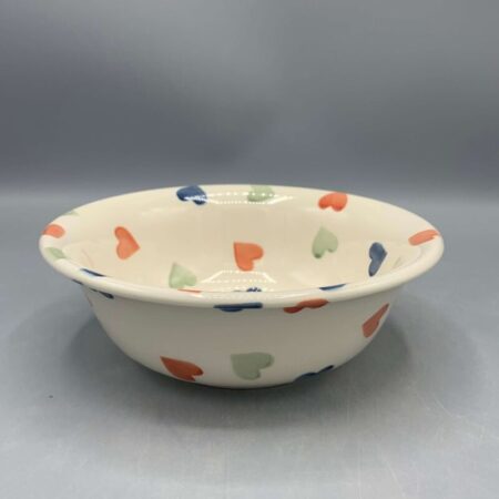 Cereal Bowl Coral Green & Stormy Hearts