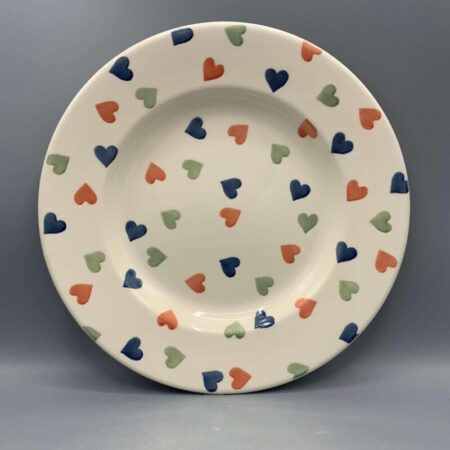 10 1/2 Inch Plate Coral Green & Stormy Hearts