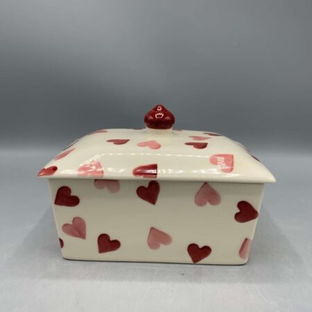 Small Butterdish Pink Hearts