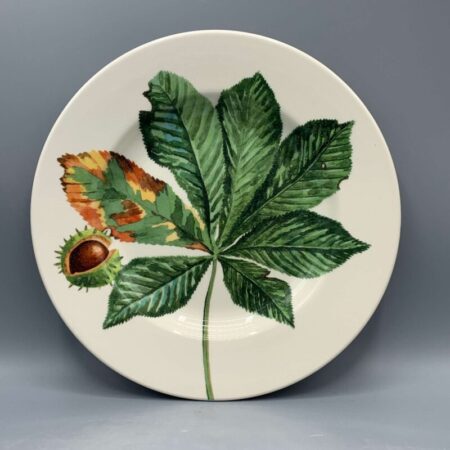 8 1/2 Inch Plate Trees & Leaves Horse Chestnut & Conker