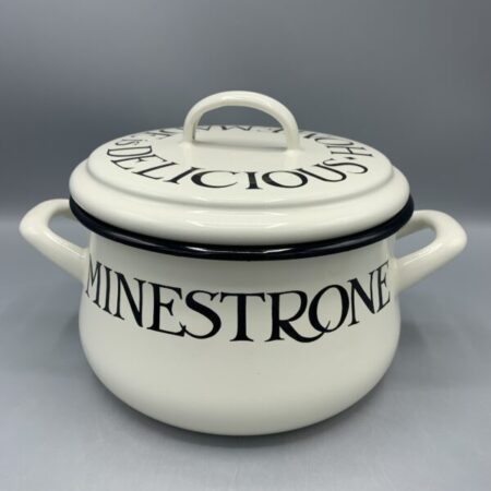 Enamel Small Cooking Pot Black Toast
