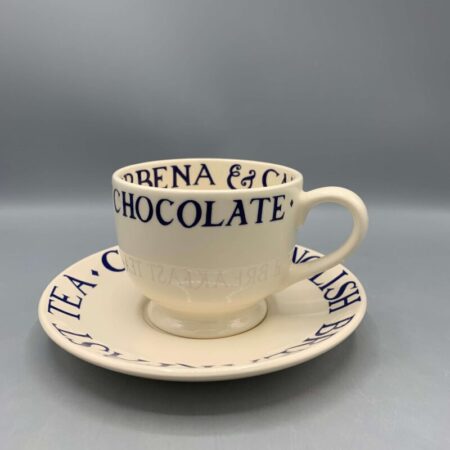 Large Teacup & Saucer Blue Toast Tweedehands