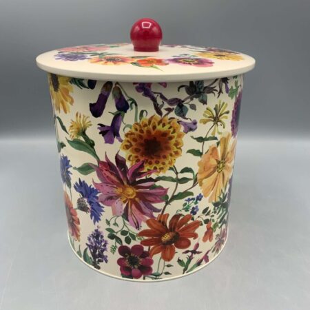 Tin Biscuit Barrel Garden Flowers