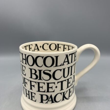 1/2 Pint Mug Black Toast All Over Writing