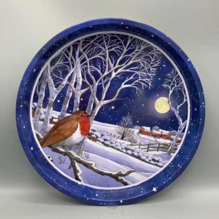 Round Tin Tray Midnight Robin