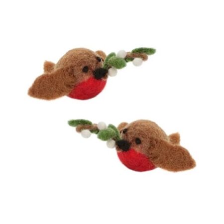 Felt Decoration Set Of 2 Christmas Robins